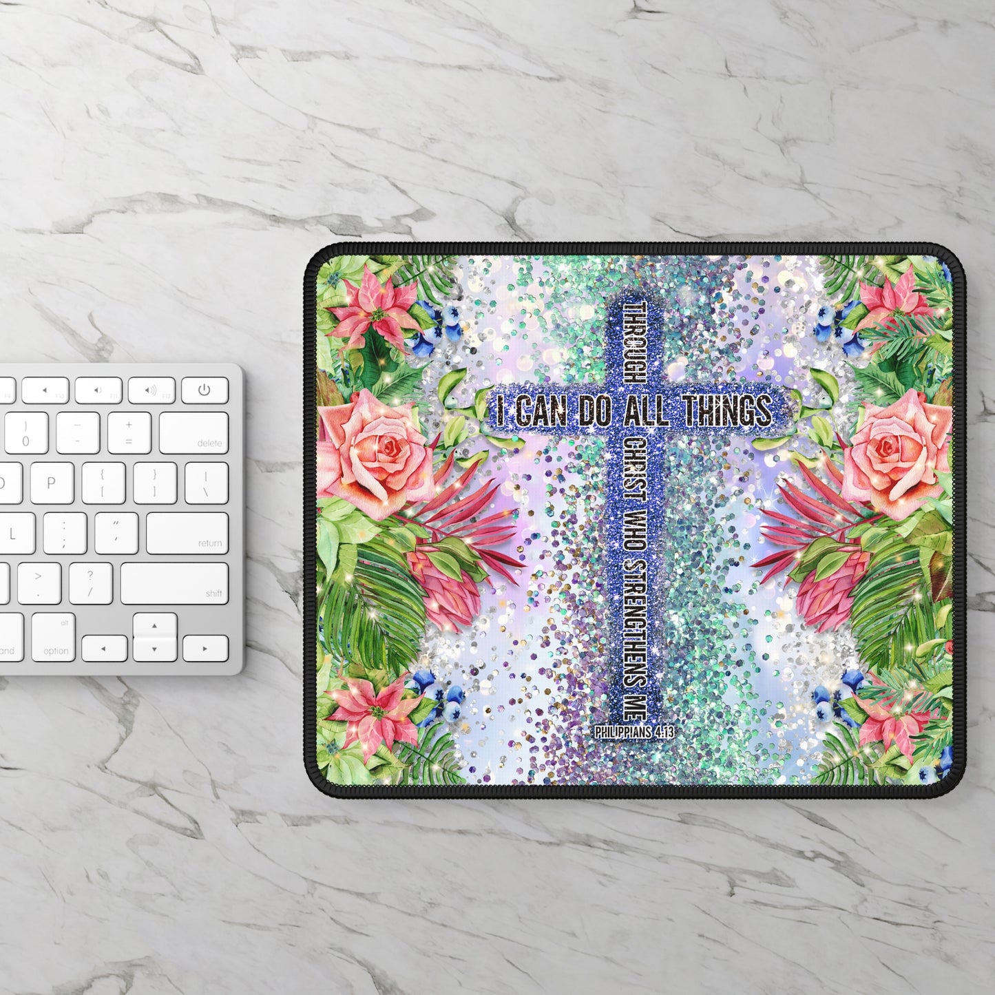 I Can Do All Things Mouse Pad – Faith, Floral, and Fierce