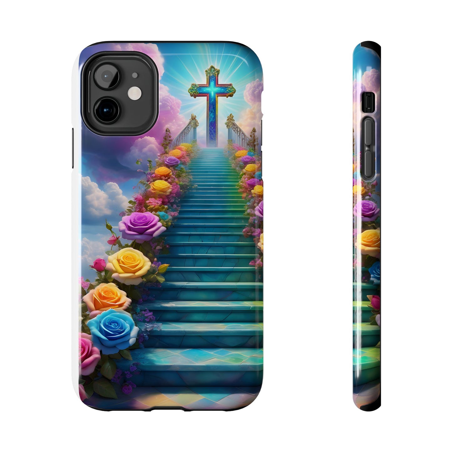 Heavenly Stairs Phone Case - Tough Protection with Cross Design