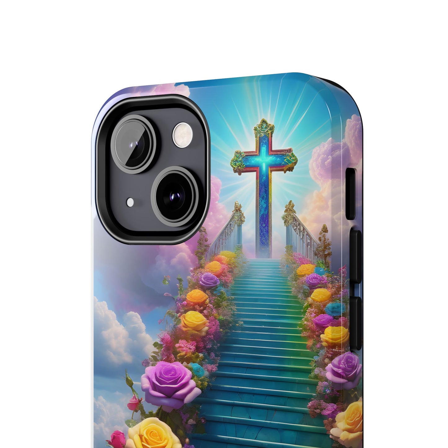 Heavenly Stairs Phone Case - Tough Protection with Cross Design