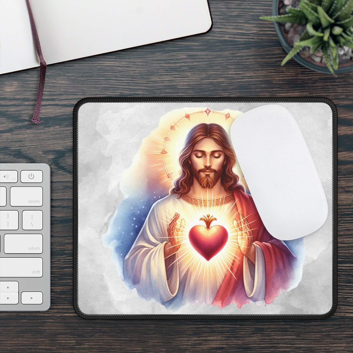 Sacred Heart Radiance Mouse Pad – Let His Infinite Love Light Your Path Every Day