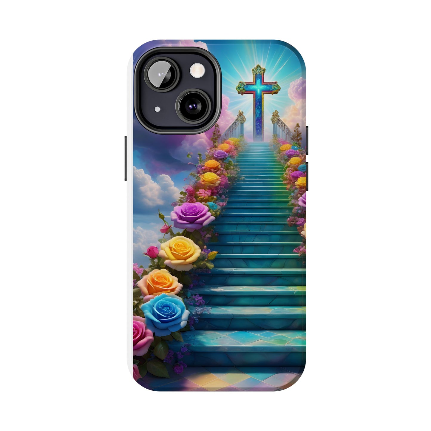 Heavenly Stairs Phone Case - Tough Protection with Cross Design