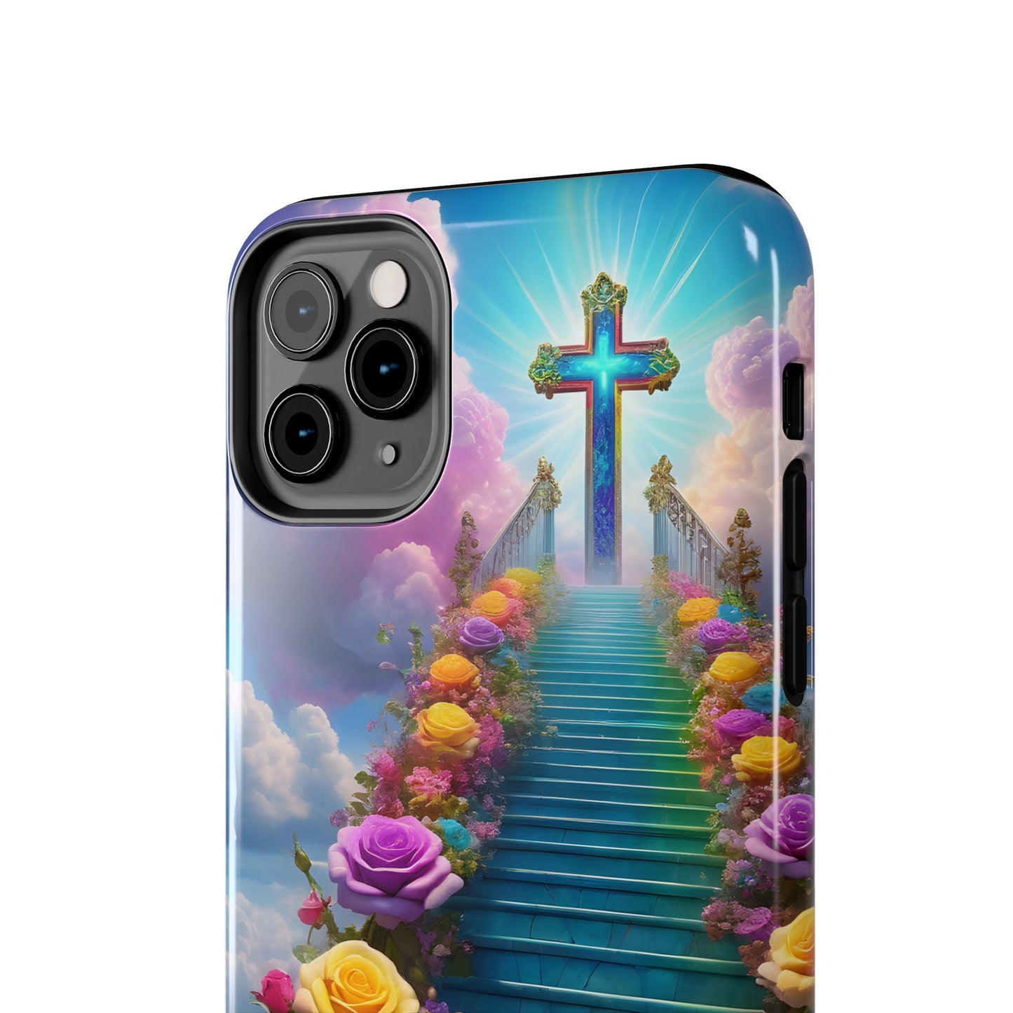 Heavenly Stairs Phone Case - Tough Protection with Cross Design