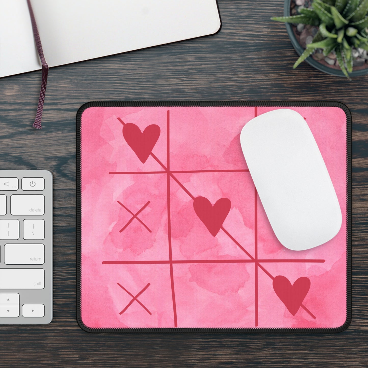 Tic-Tac-LOVE Mouse Pad – The Winning Move Is Always Heart