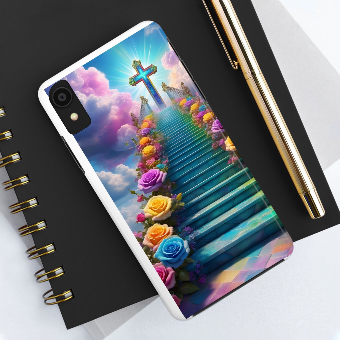 Heavenly Stairs Phone Case - Tough Protection with Cross Design