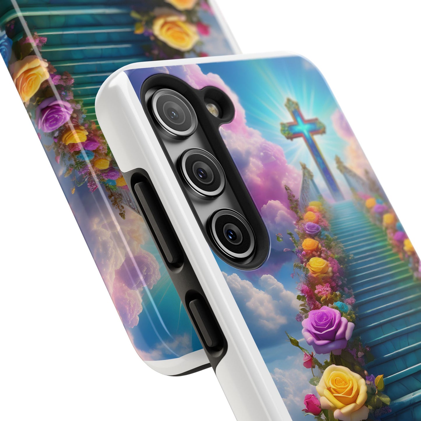 Heavenly Stairs Phone Case - Tough Protection with Cross Design