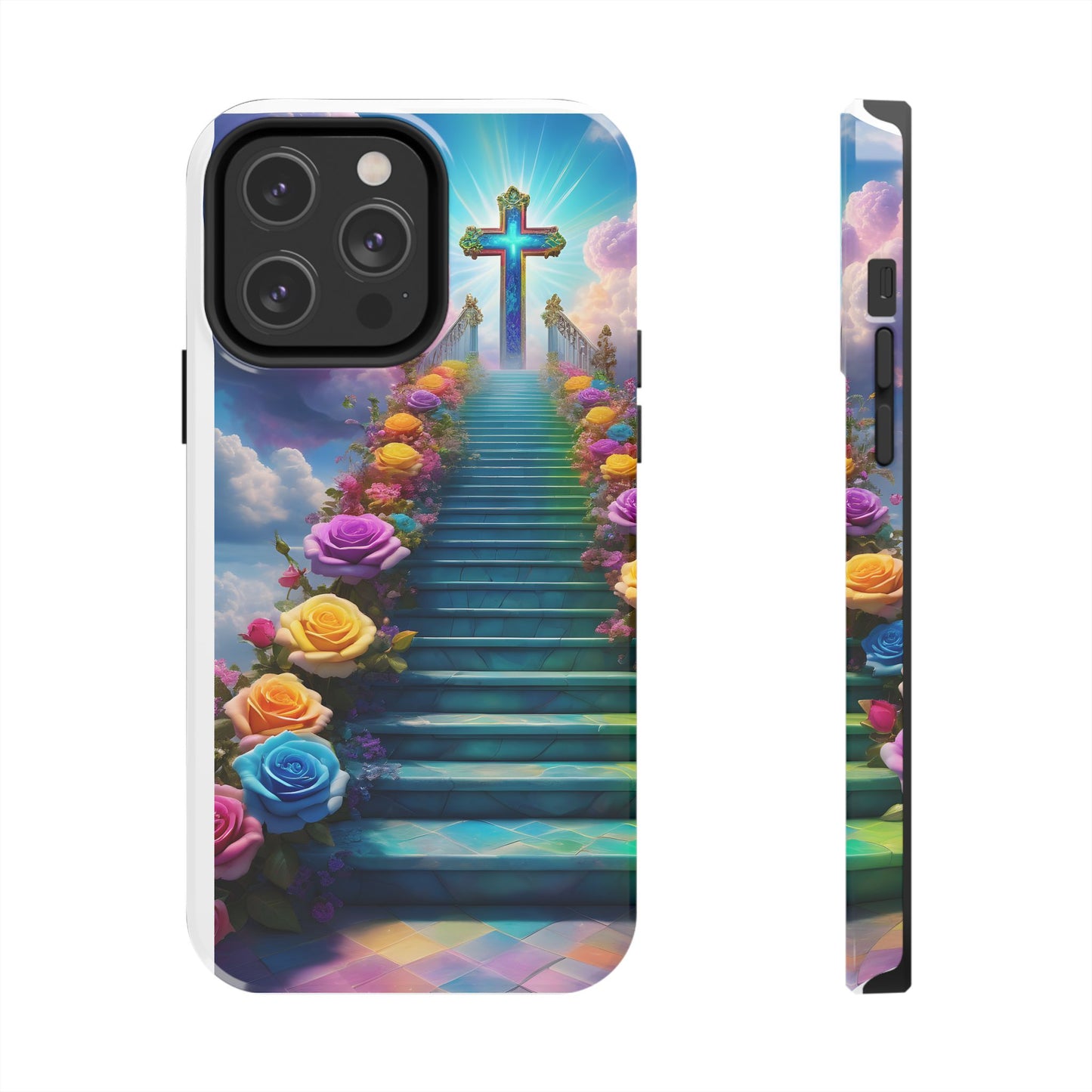 Heavenly Stairs Phone Case - Tough Protection with Cross Design