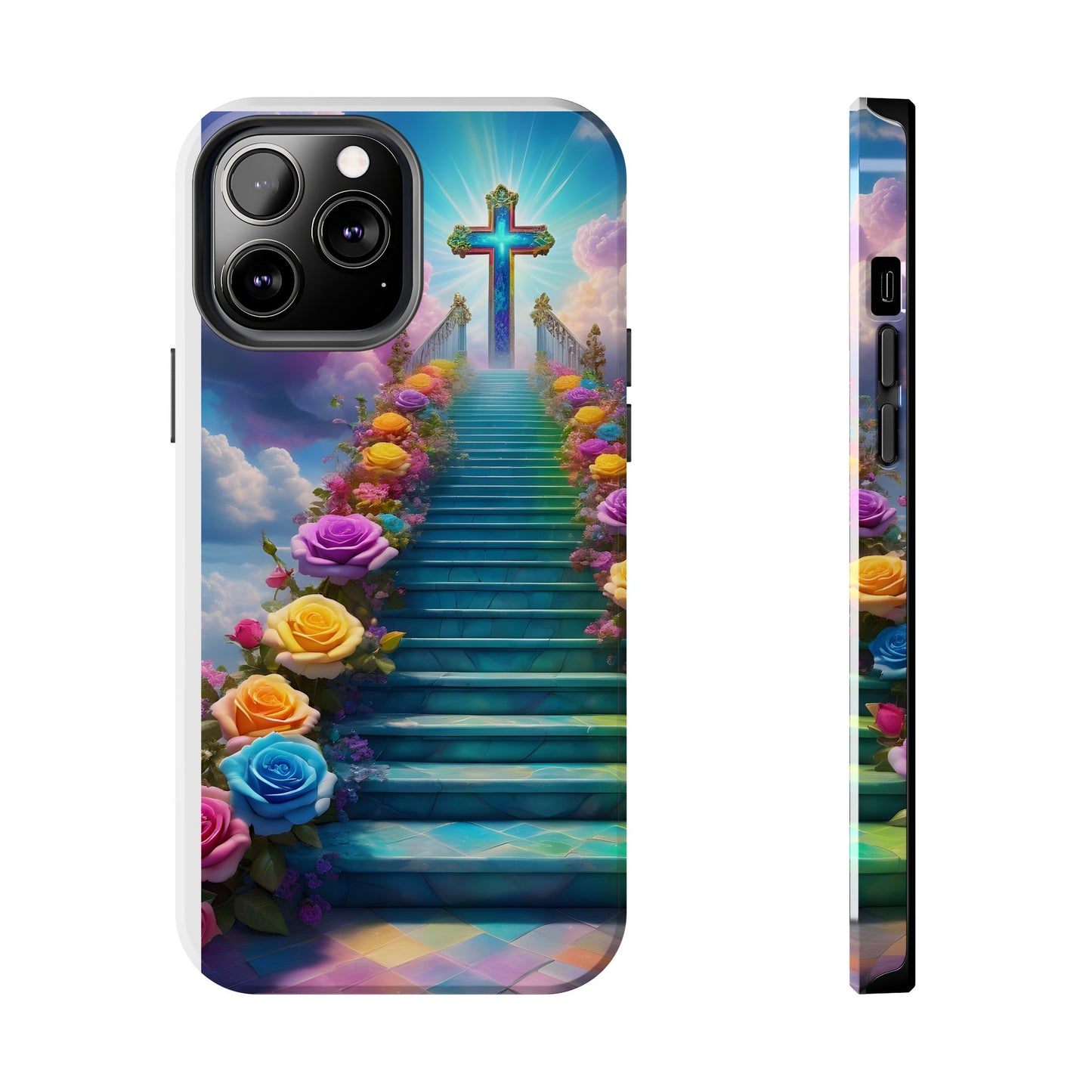 Heavenly Stairs Phone Case - Tough Protection with Cross Design