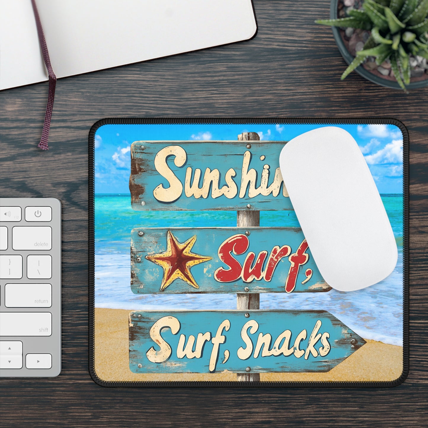 Sunshine, Surf, Snacks Mouse Pad – Your Desk’s New Happy Place