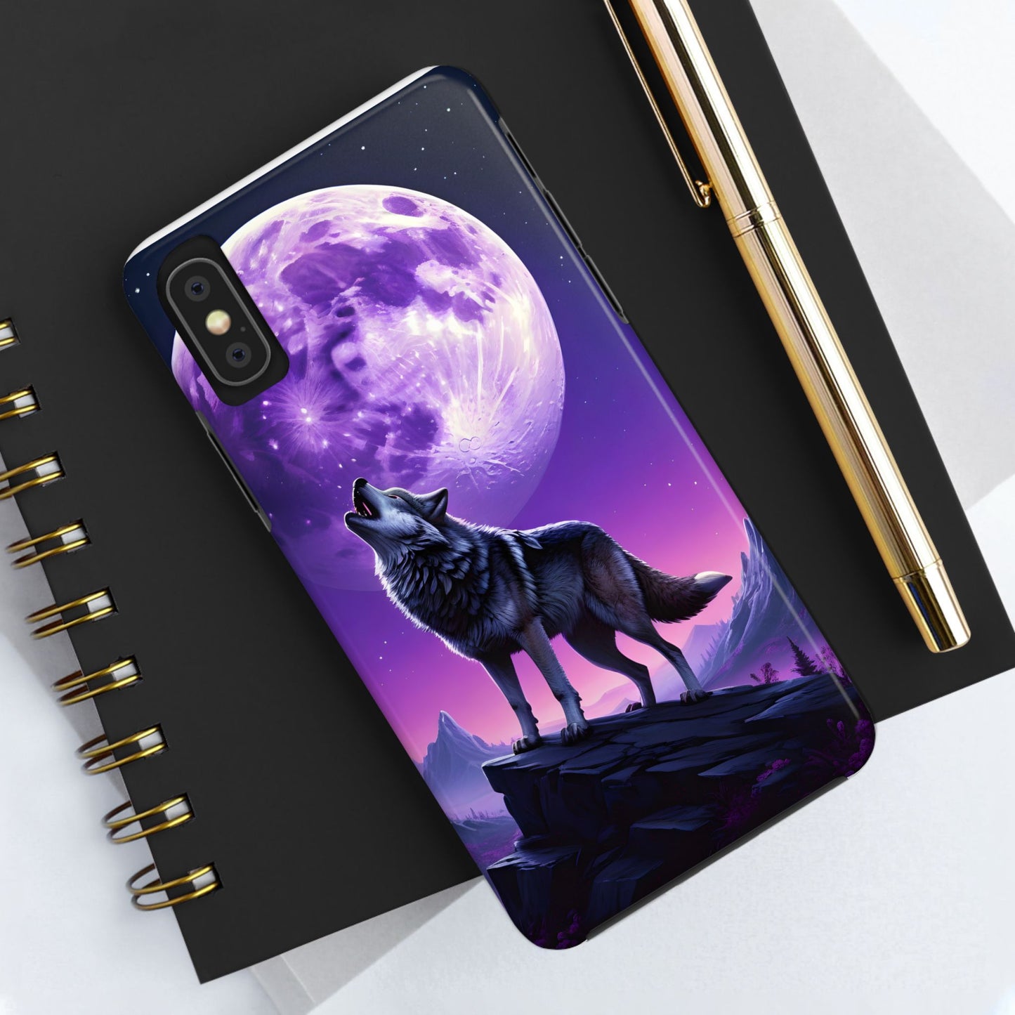 Howling Wolf Tough Phone Cases β Durable Protection with Mystical Moon Design