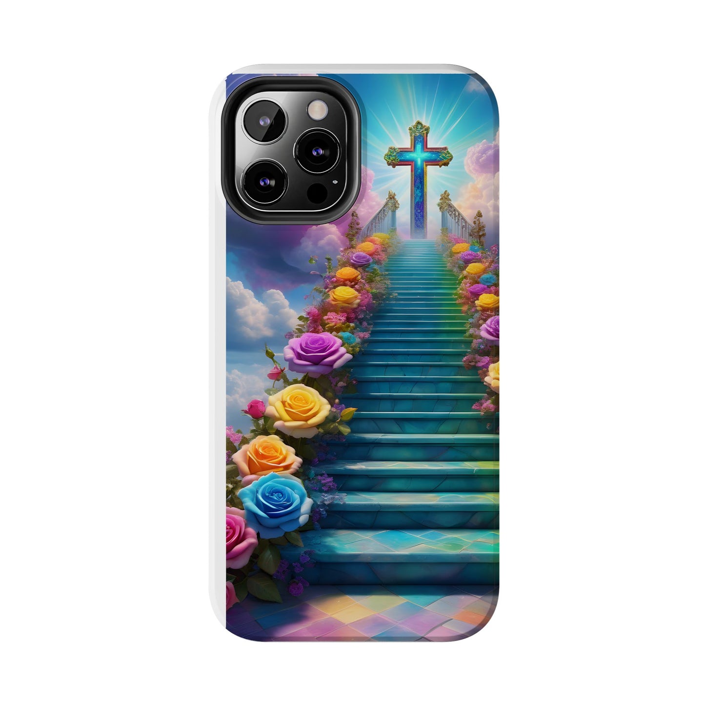 Heavenly Stairs Phone Case - Tough Protection with Cross Design