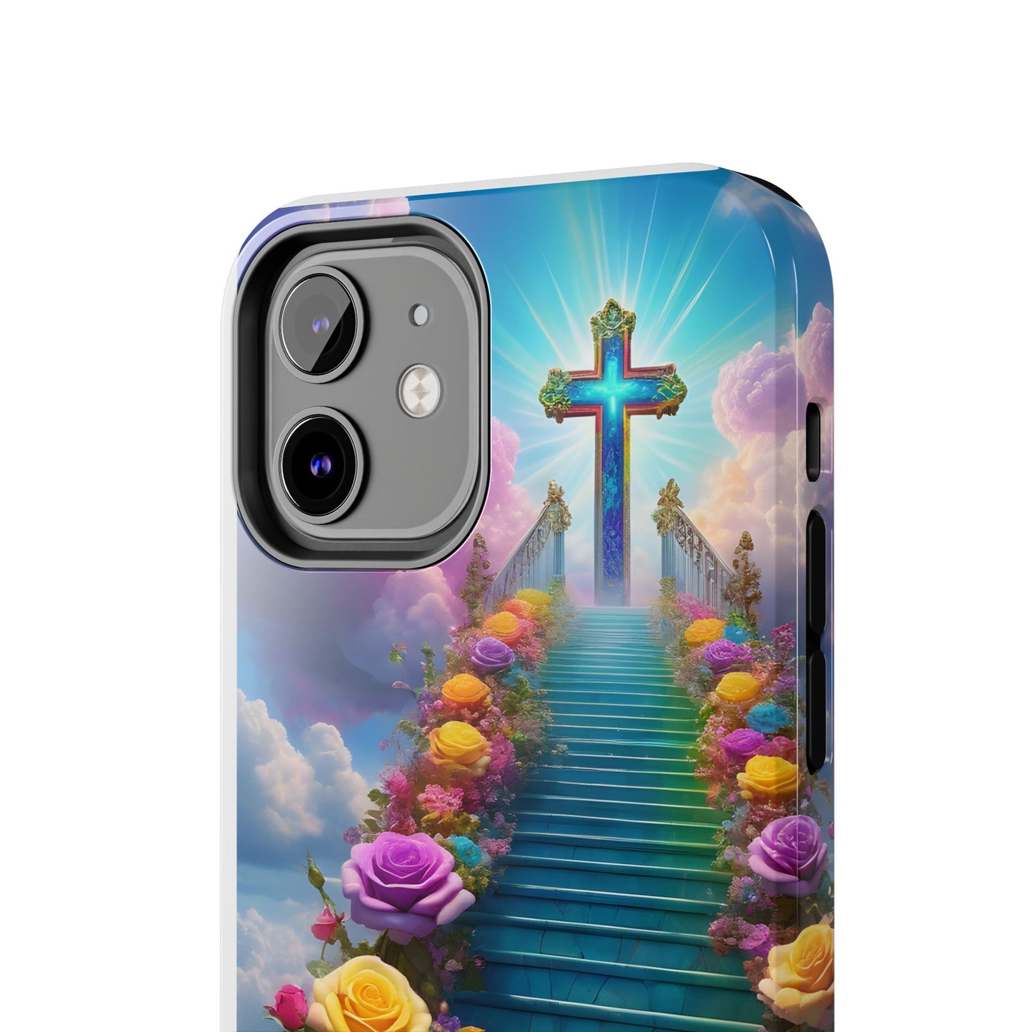 Heavenly Stairs Phone Case - Tough Protection with Cross Design