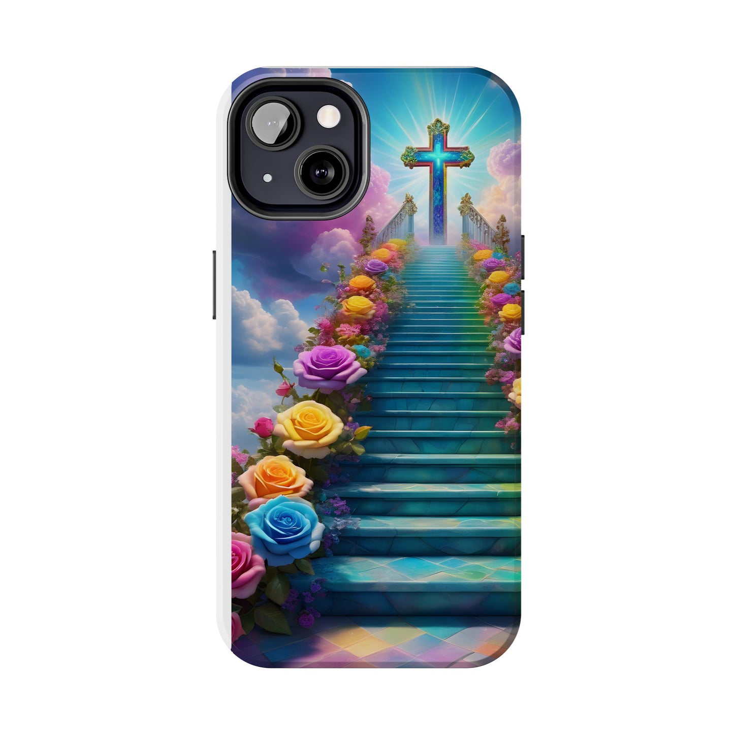 Heavenly Stairs Phone Case - Tough Protection with Cross Design