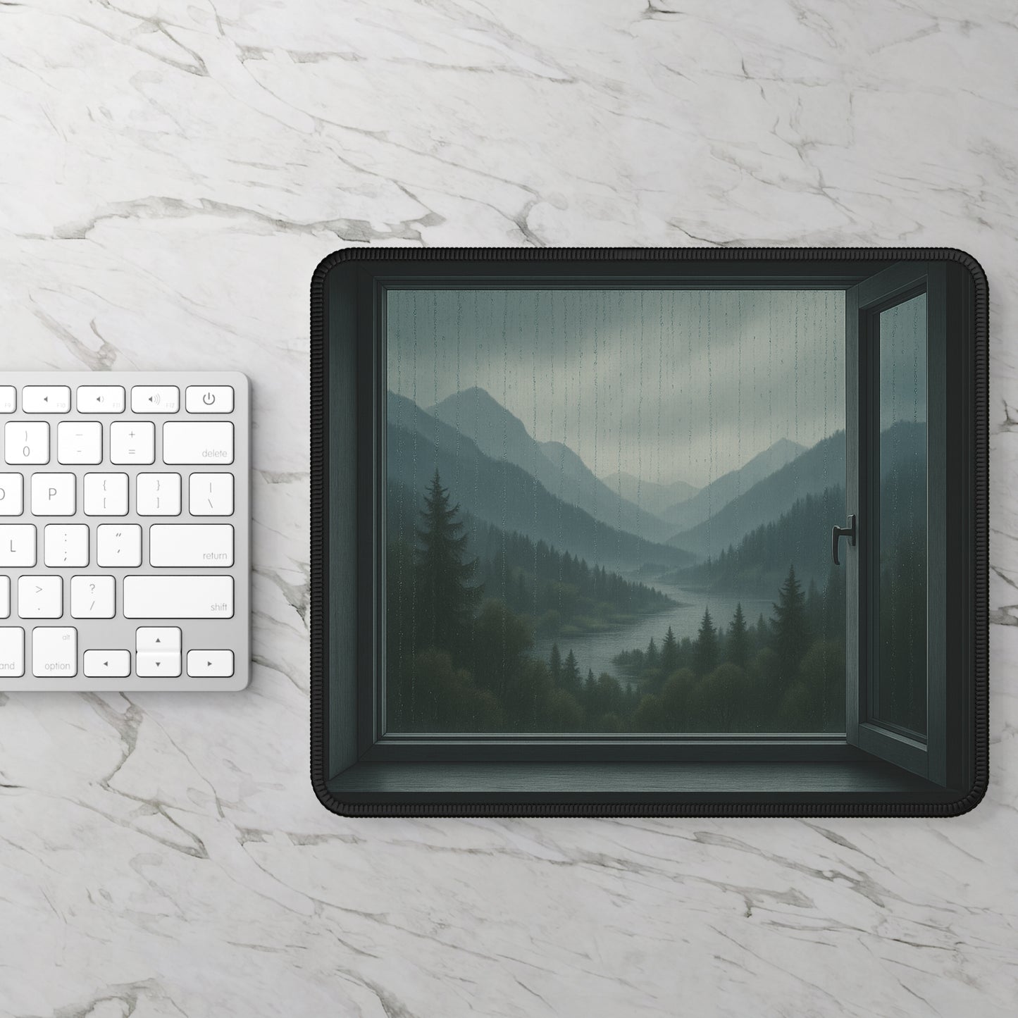 Misty Mountains Mouse Pad – Let the Rain Fall & the Calm Rise