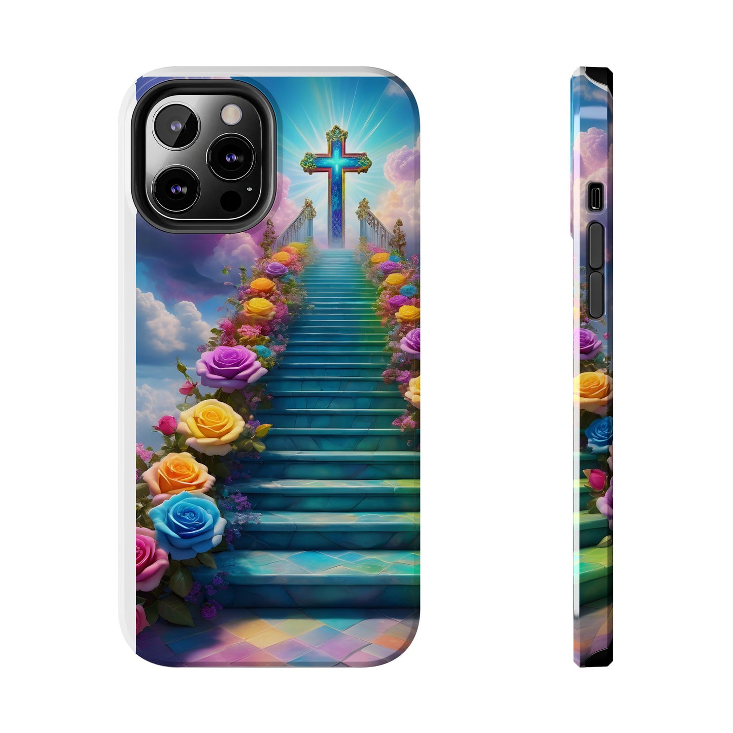 Heavenly Stairs Phone Case - Tough Protection with Cross Design