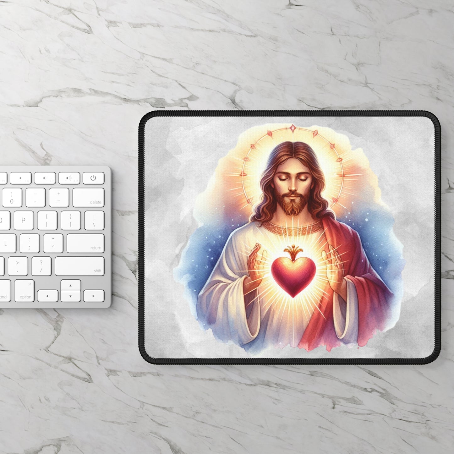 Sacred Heart Radiance Mouse Pad – Let His Infinite Love Light Your Path Every Day