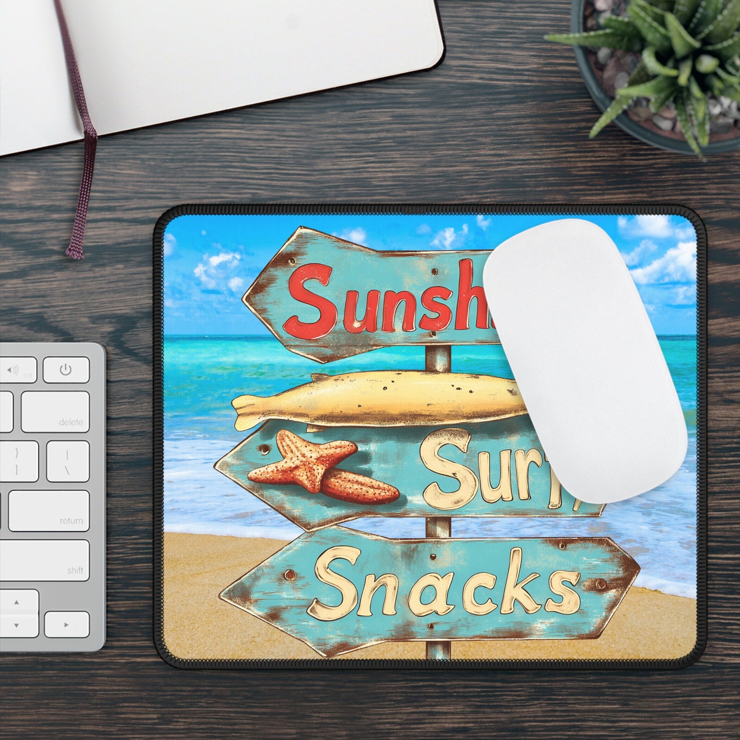 Sunshine, Surf, Snacks Mouse Pad – Your Desk’s New Happy Place
