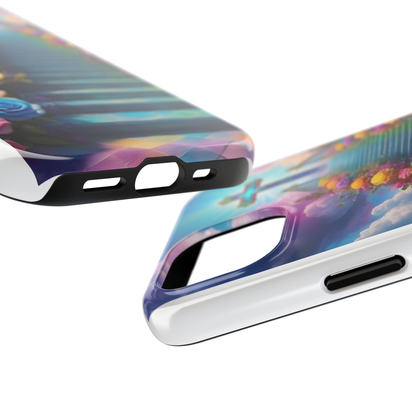 Heavenly Stairs Phone Case - Tough Protection with Cross Design