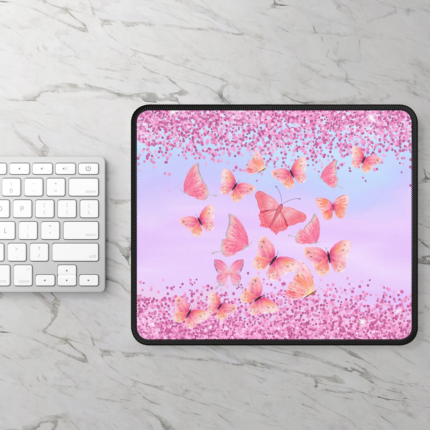 Butterfly Glitter Bloom Mouse Pad – Float into Focus!