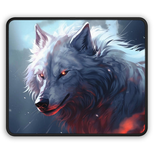 Emberfang Wolf Mouse Pad – Frost Meets Fury