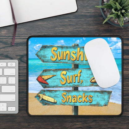 Sunshine, Surf, Snacks Mouse Pad – Your Desk’s New Happy Place