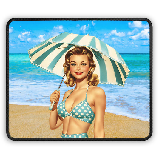 Retro Beach Babe Mouse Pad – Classic Glam Meets Ocean Breeze