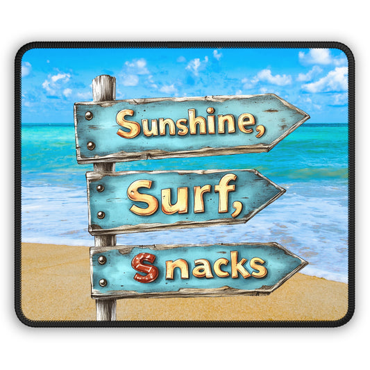 Sunshine, Surf, Snacks Mouse Pad – Your Desk’s New Happy Place
