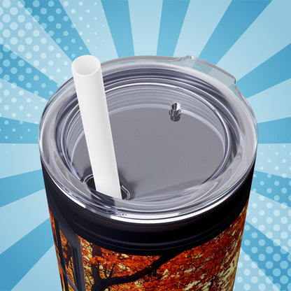 Crimson Canopy Tumbler – Where Fall Leaves Lead the Way
