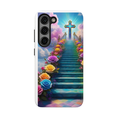 Heavenly Stairs Phone Case - Tough Protection with Cross Design
