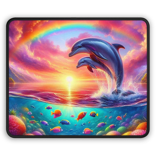 Dolphin Rainbow Paradise Mouse Pad – Make a Splash with Every Click!