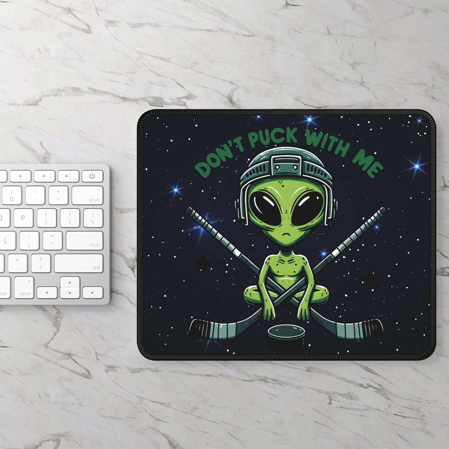 "Don't Puck With Me" Hockey Alien Mouse Pad – Intergalactic Slapshot of Sass!