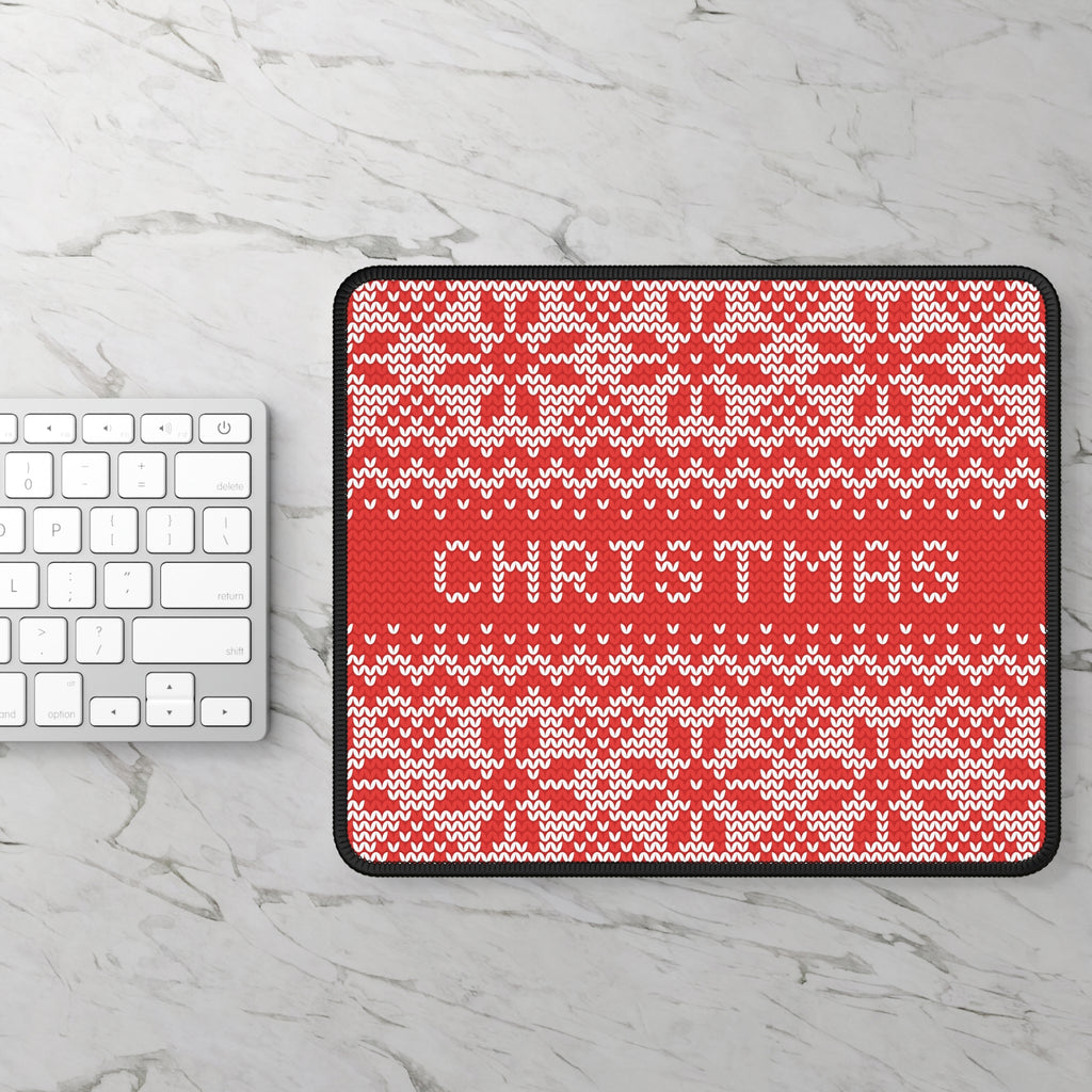 Red Knit Christmas Mouse Pad – Snowflakes, Stitches & Holiday Glitches