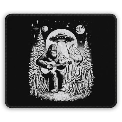Bigfoot & Alien Jam Session Mouse Pad – When Legends Collide in Perfect Harmony!