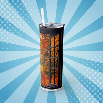 Crimson Canopy Tumbler – Where Fall Leaves Lead the Way