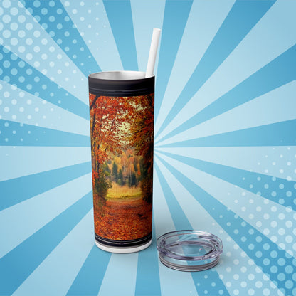 Crimson Canopy Tumbler – Where Fall Leaves Lead the Way