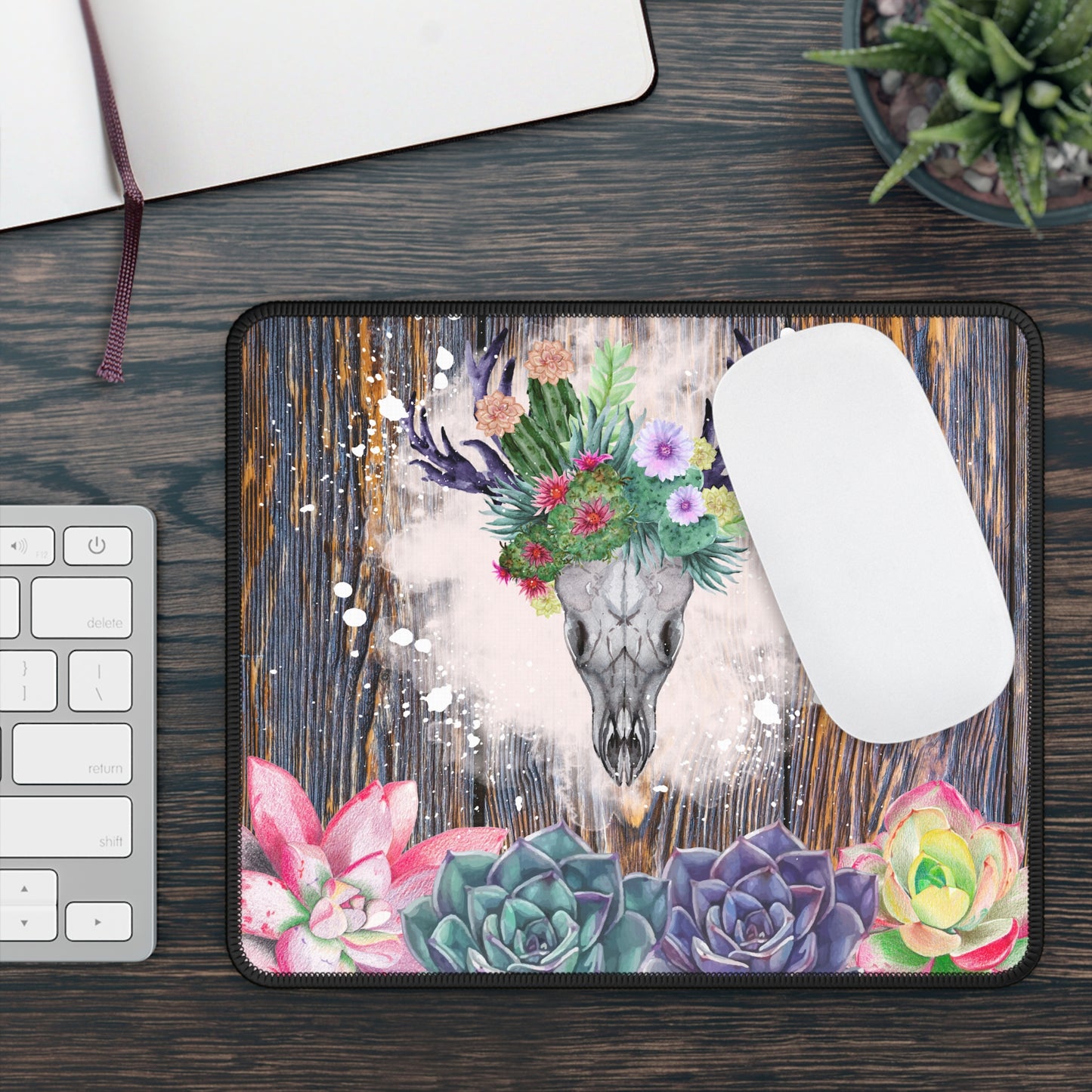 Unleash Your Wild Side with the Rustic Skull Floral Mouse Pad!