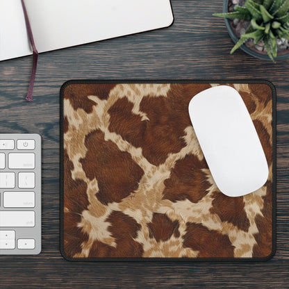 Cowhide Vibes Mouse Pad – Rugged Charm for the Rootinest Tootinest Desktops