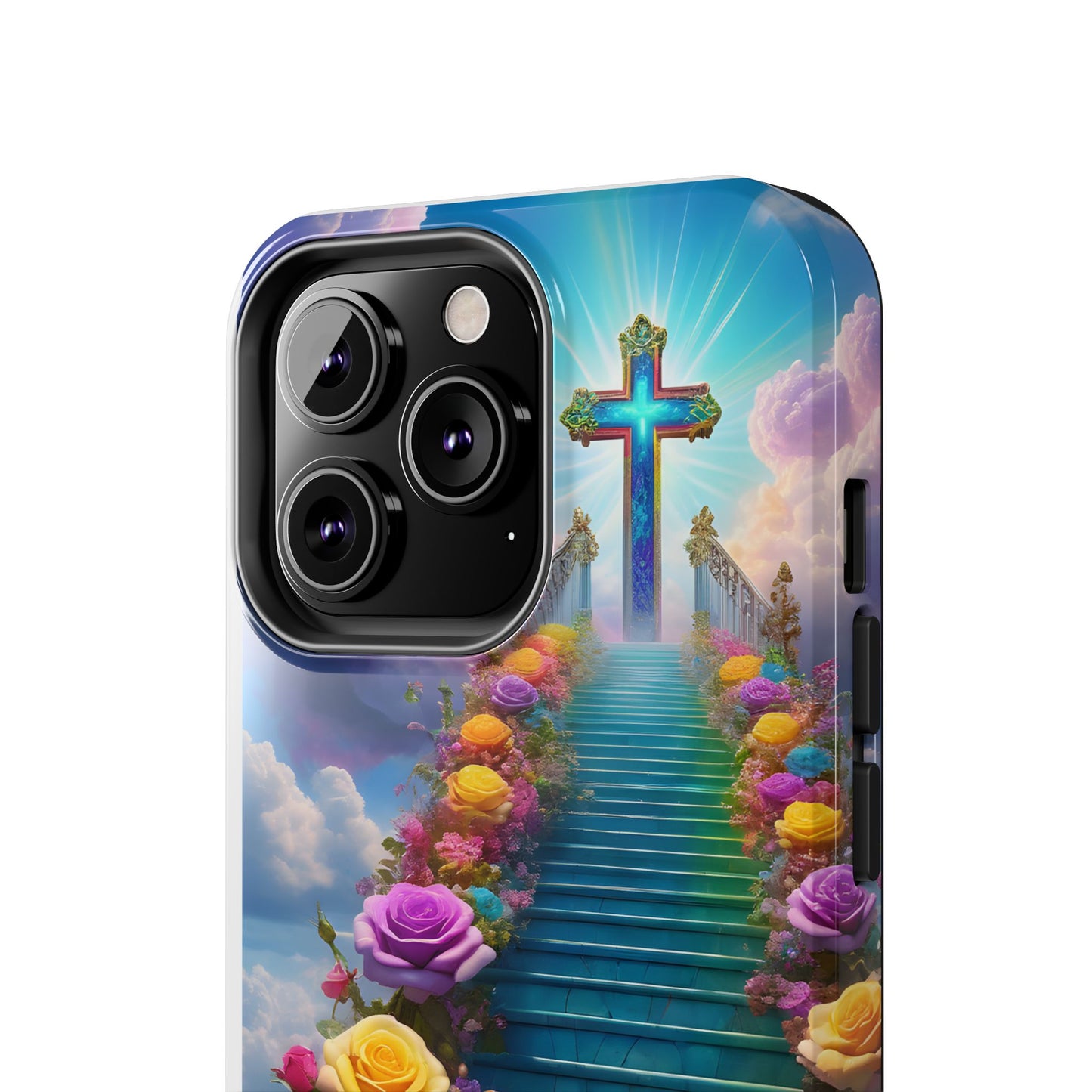 Heavenly Stairs Phone Case - Tough Protection with Cross Design