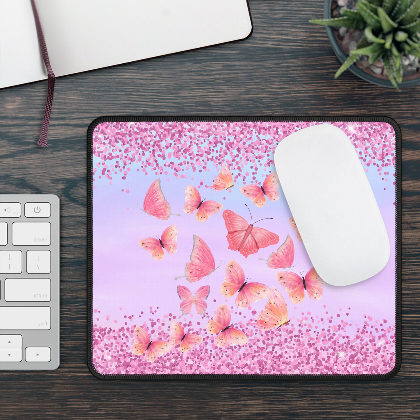 Butterfly Glitter Bloom Mouse Pad – Float into Focus!
