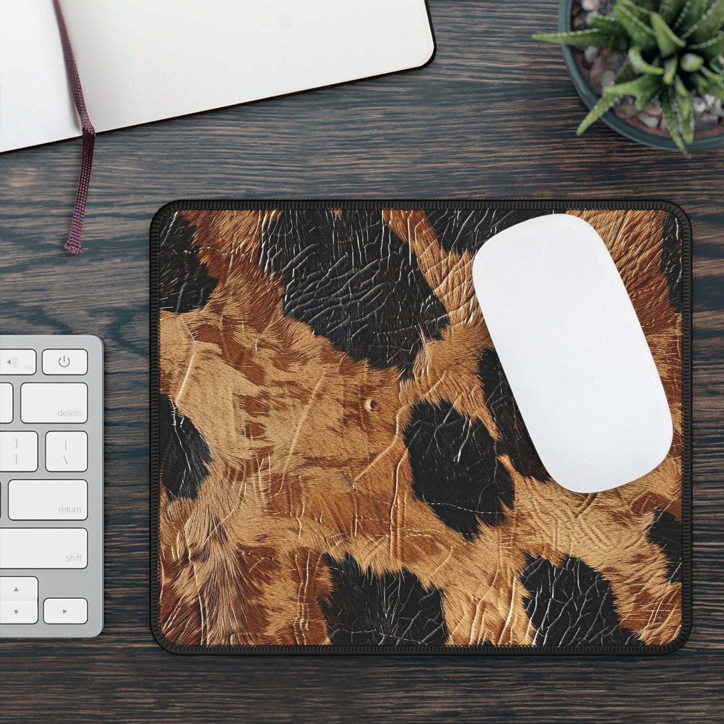 Cowhide Vibes Mouse Pad – Rugged Charm for the Rootinest Tootinest Desktops