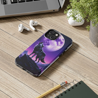 Howling Wolf Tough Phone Cases – Durable Protection with Mystical Moon Design