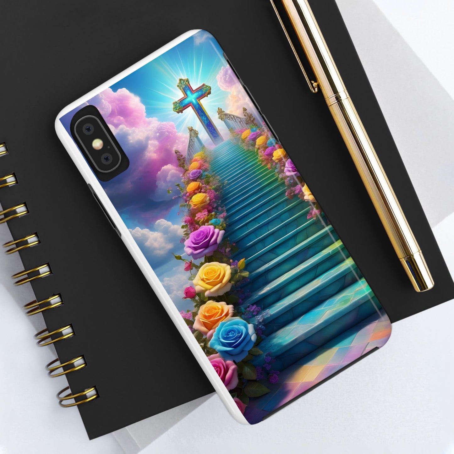 Heavenly Stairs Phone Case - Tough Protection with Cross Design