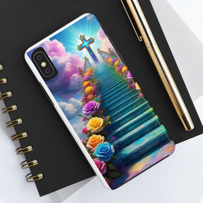 Heavenly Stairs Phone Case - Tough Protection with Cross Design