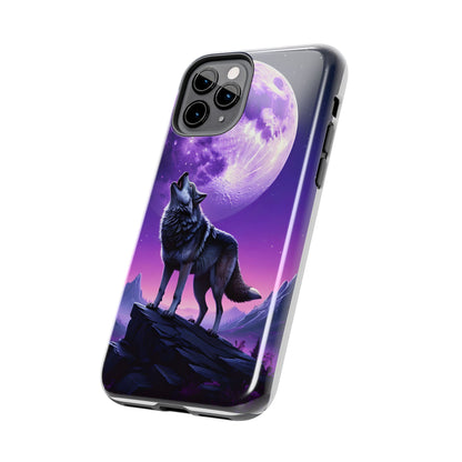 Howling Wolf Tough Phone Cases – Durable Protection with Mystical Moon Design