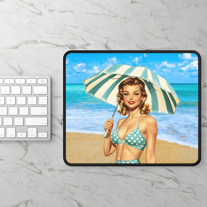 Retro Beach Babe Mouse Pad – Classic Glam Meets Ocean Breeze