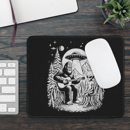Bigfoot & Alien Jam Session Mouse Pad – When Legends Collide in Perfect Harmony!