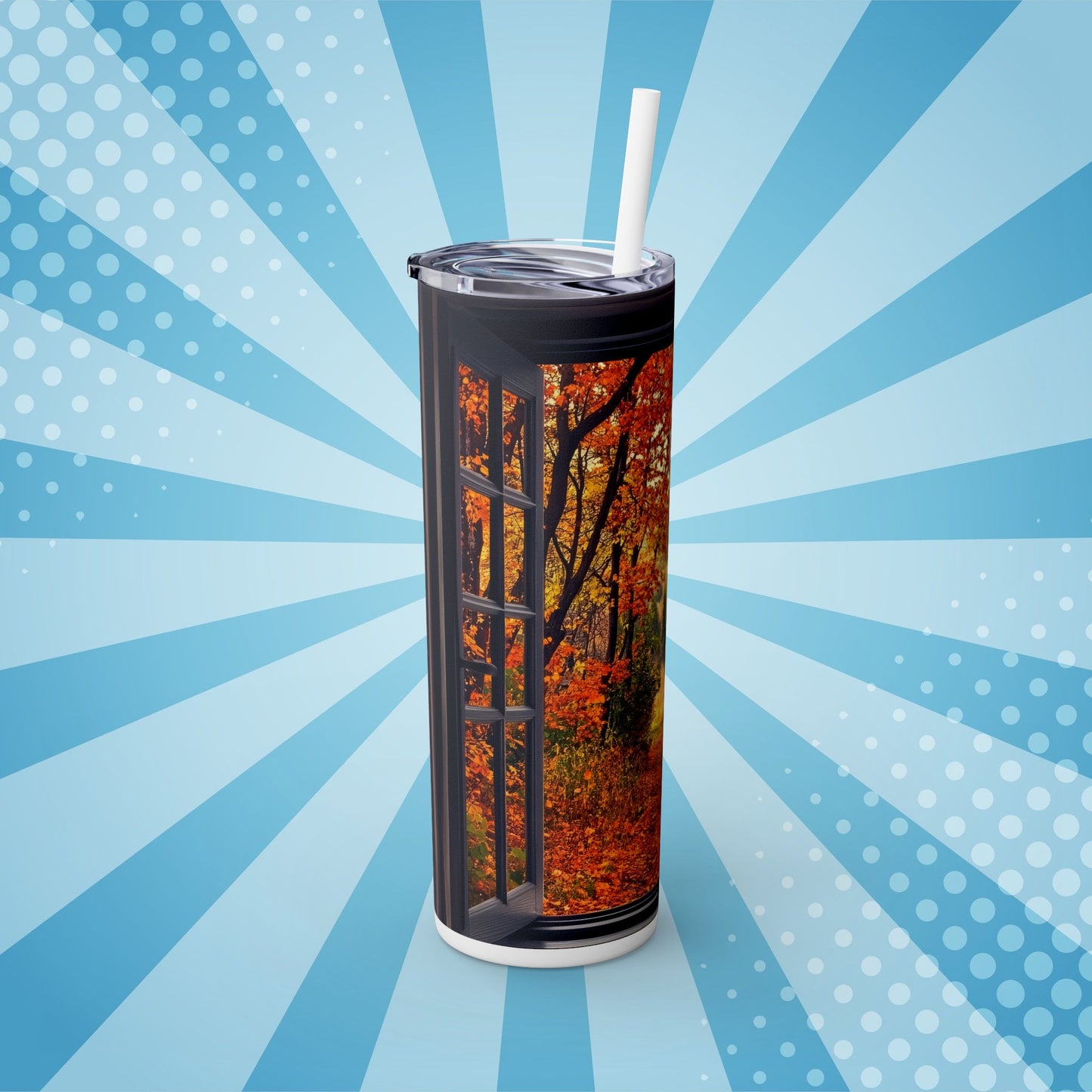 Crimson Canopy Tumbler – Where Fall Leaves Lead the Way