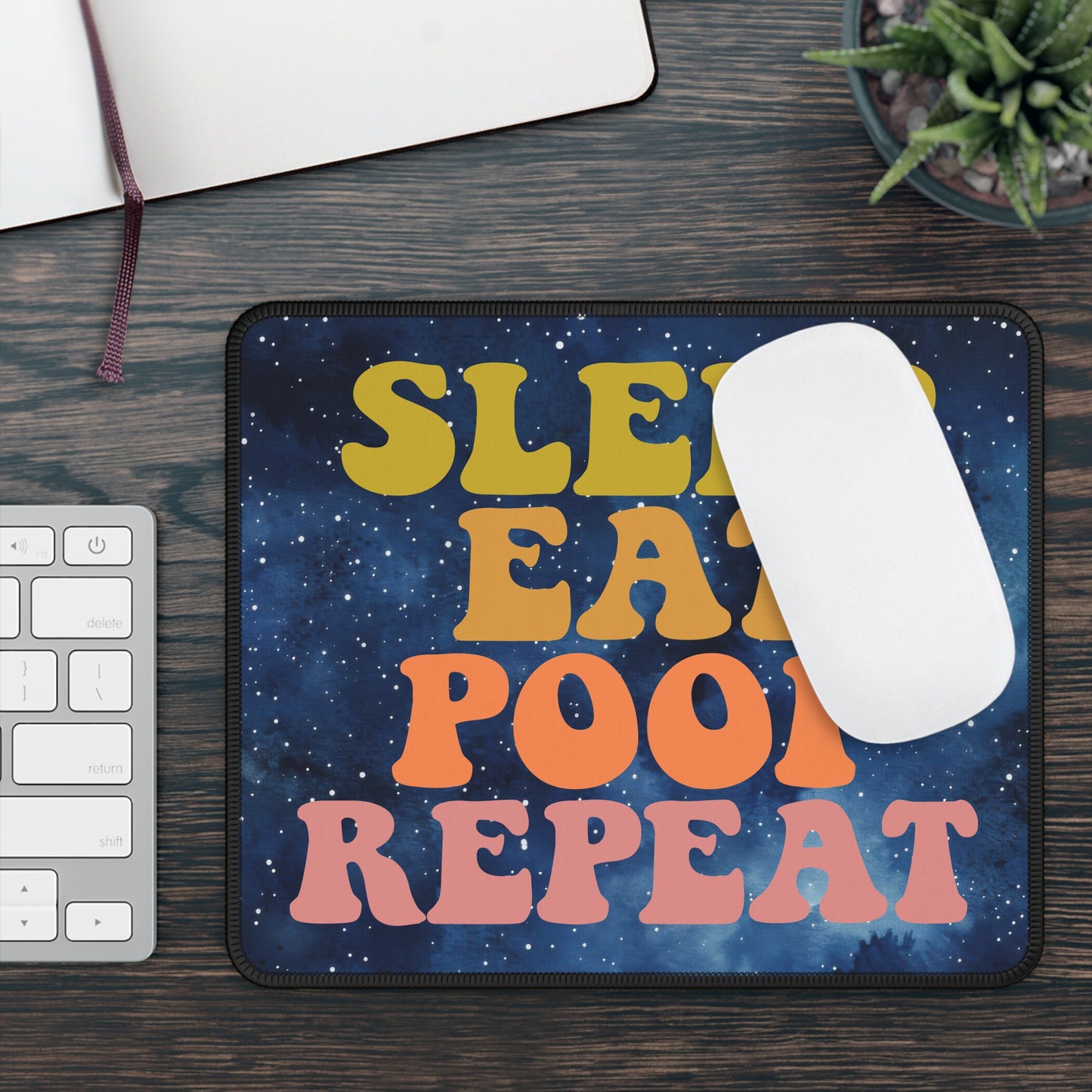 Galactic Bodily Functions Mouse Pad – Sleep, Eat, Poop, Repeat Across the Universe