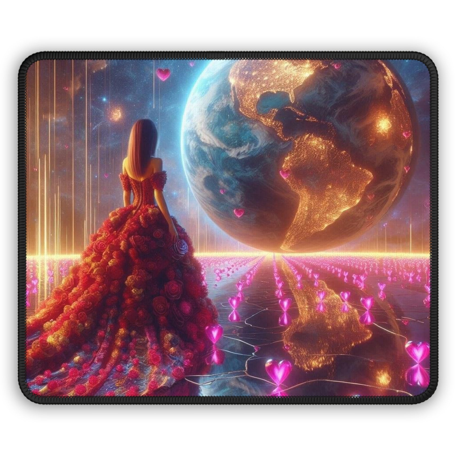 Celestial Rose Ballgown Mouse Pad – Where Cosmic Dreams and Romance Meet!