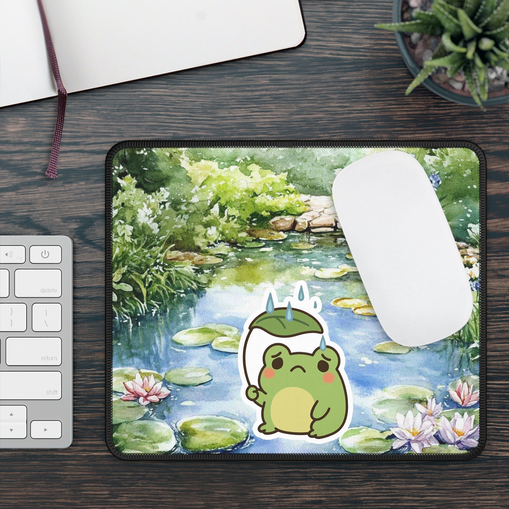 🍃 Mild Panic, Major Vibes – Leaf Hat Frog Mouse Pad
