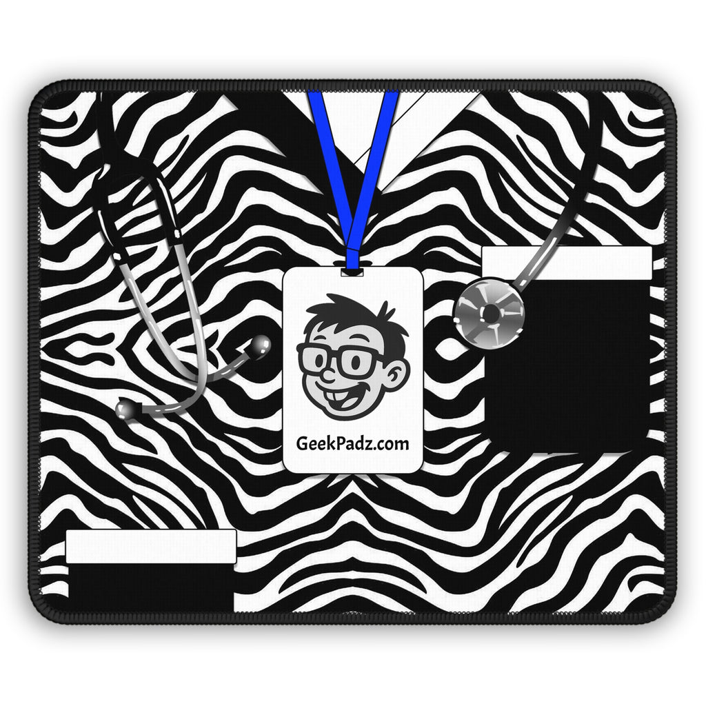 Zebra Scrubs and Geeky Stethoscopes – Medical Mouse Pad with Wild Style